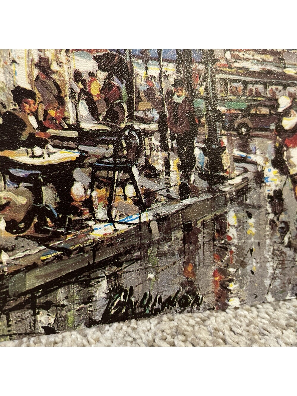 Louis Moulin Rouge Paris French Cafe Street Scene Art Print Landscape 1980 - Picture 3 of 6